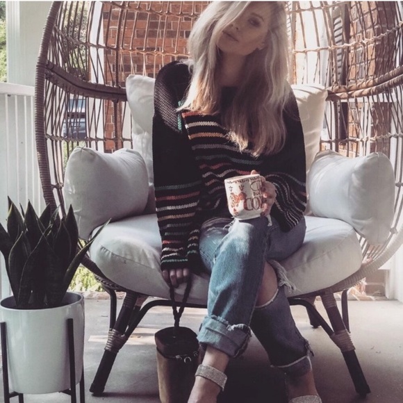 - ❤️ BLACK SASSY Fab Fall Striped Sweater Black *NEW - Picture 4 of 8